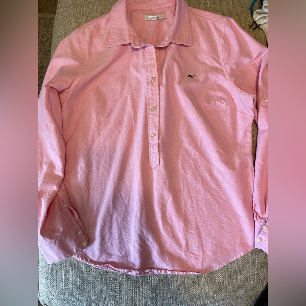 Pink Vineyard Vines Half Button Up